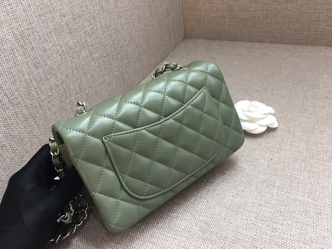 Small Classic Flap Lambskin Bag A01116 Dark Green/Silver